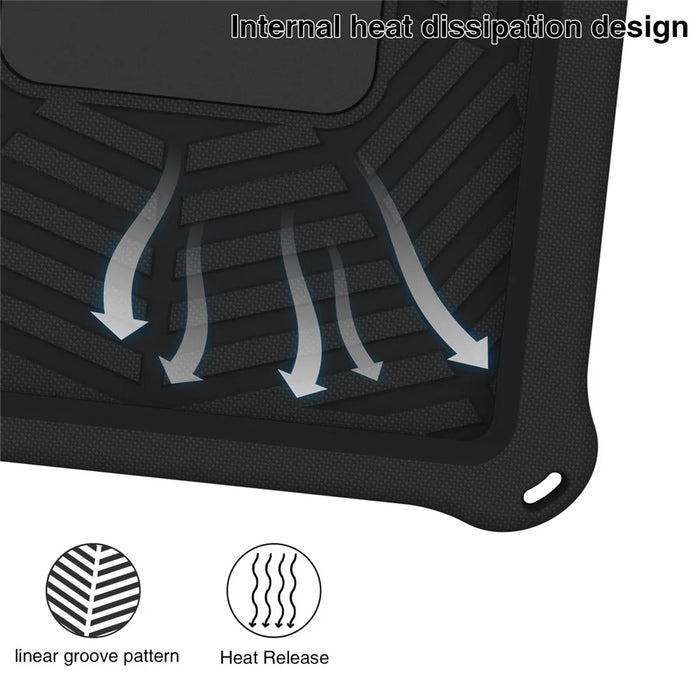 For iPad (2025) / 10.9 (2022) Spider Web Texture Shockproof EVA Case 360 Degree Rotation Kickstand Cover with Shoulder Strap - Black - 7