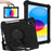 For iPad (2025) / 10.9 (2022) Spider Web Texture Hand Grip Kickstand Cover Drop-Proof Protective Tablet Case with Shoulder Strap - Black - 1