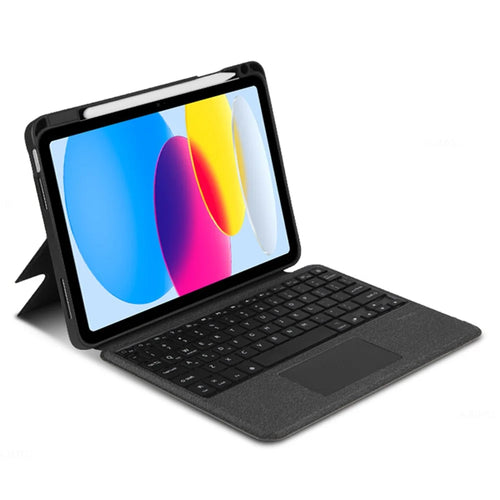 For iPad (2025) / 10.9 (2022) Leather Case + Bluetooth-Compatible Keyboard with Backlight Trackpad - 1