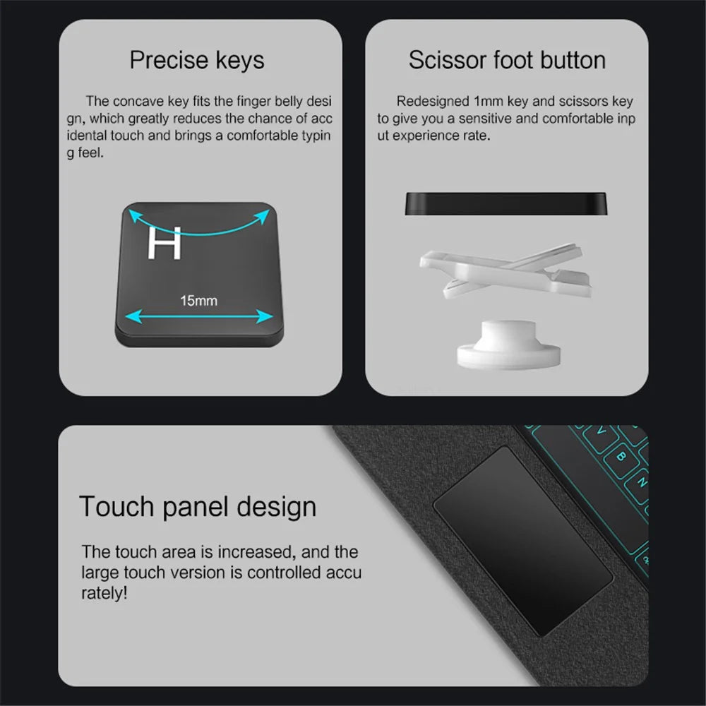 For iPad (2025) / 10.9 (2022) Leather Case + Bluetooth-Compatible Keyboard with Backlight Trackpad - 5