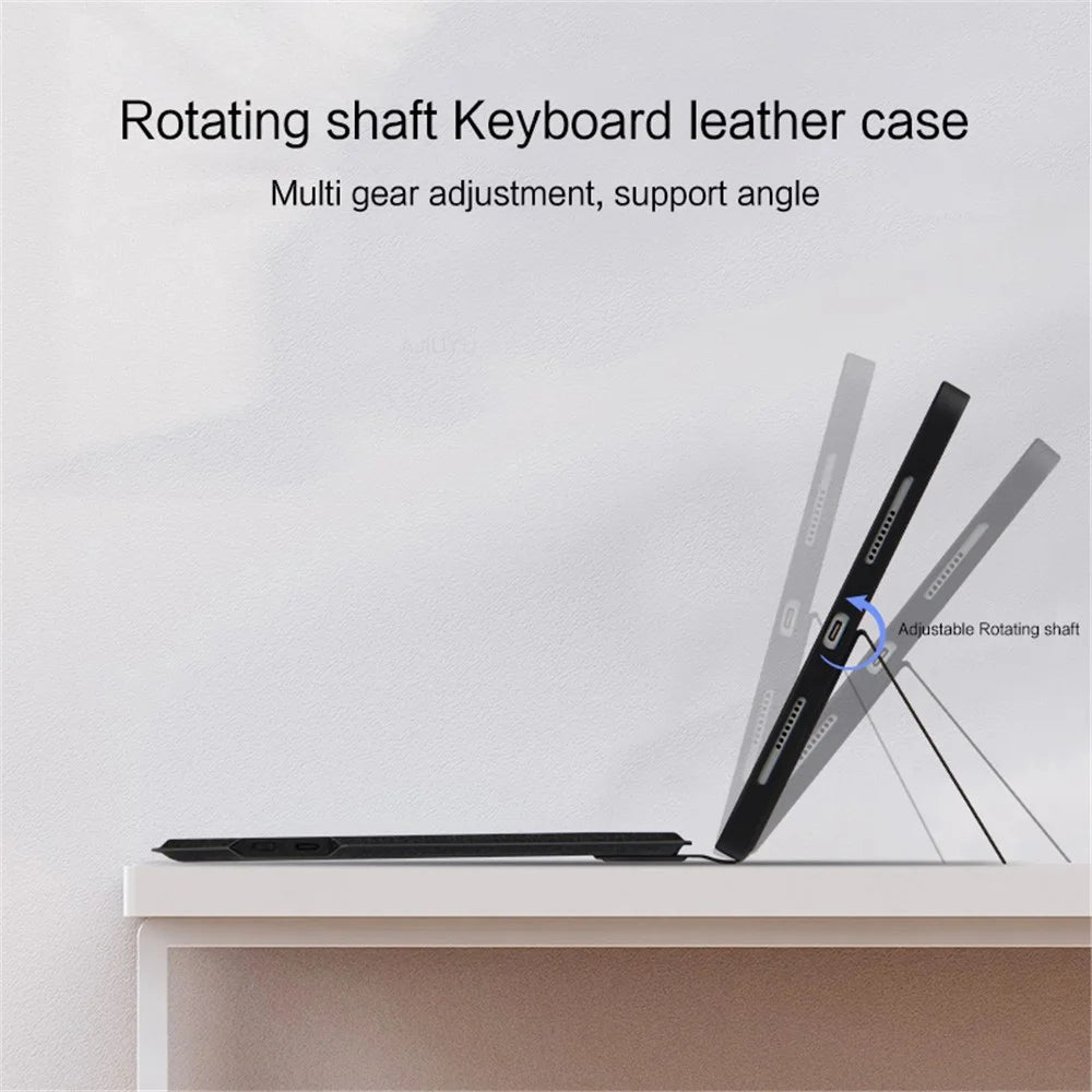 For iPad (2025) / 10.9 (2022) Leather Case + Bluetooth-Compatible Keyboard with Backlight Trackpad - 7
