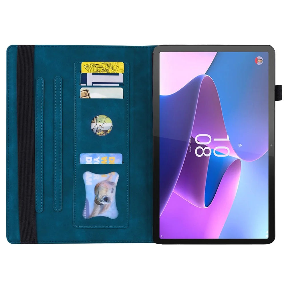 For Lenovo Pad Pro 2022 / Tab P11 Pro Gen 2 Viewing Stand Business Folio Tablet Cover PU Leather Wallet Elastic Band Protective Case with Pencil Holder - Blue - 2
