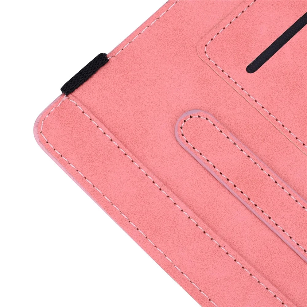 For iPad (2025) / 10.9 (2022) PU Leather Case Stand Imprinted Flower Pattern Tablet Cover with Card Slot - Pink - 7