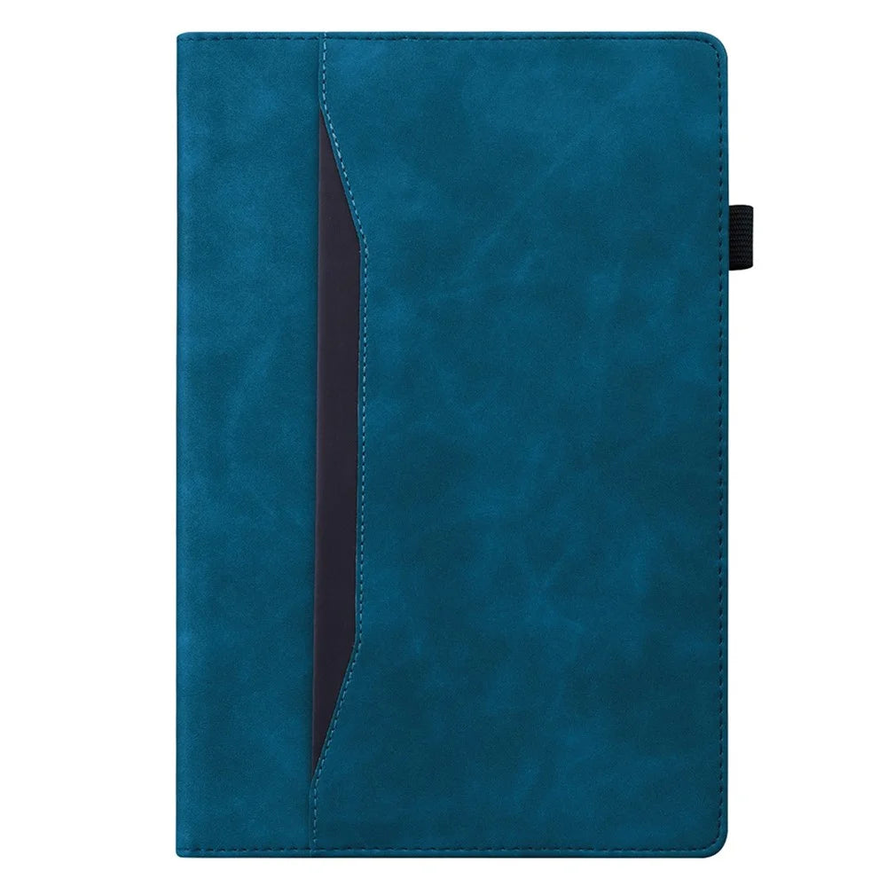 For iPad (2025) / 10.9 (2022) Business Folio Stand Case PU Leather Wallet Auto Wake / Sleep Tablet Cover with Elastic Band and Pencil Holder - Blue - 6