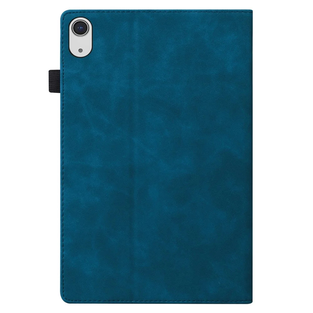 For iPad (2025) / 10.9 (2022) Business Folio Stand Case PU Leather Wallet Auto Wake / Sleep Tablet Cover with Elastic Band and Pencil Holder - Blue - 7