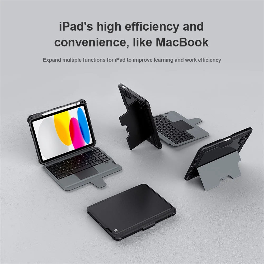 NILLKIN Bumper Detachable Bluetooth-Compatible Keyboard Case for iPad (2025) / 10.9 (2022) Shockproof Stand Cover - 3