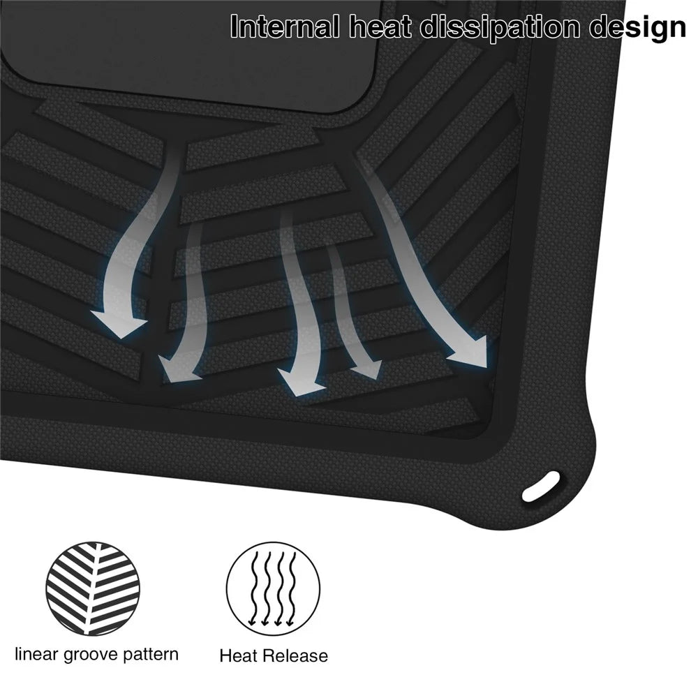 For iPad Pro 11-inch (2018) / (2020) / (2021) / (2022) / Air (2020) / (2022) Shockproof Case Spider Web Texture Kickstand Hand Grip Tablet Cover with Shoulder Strap - Black - 6