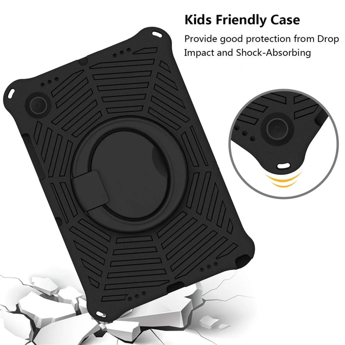 For Samsung Galaxy Tab A8 10.5 (2021) / (2022) Spider Web Texture Hand Grip Kickstand Tablet Cover Scratch-resistant Case with Shoulder Strap - Black - 5