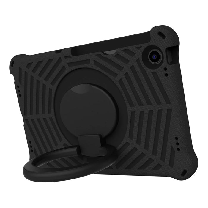 For Lenovo Tab M10 Plus (3rd Gen) / Xiaoxin Pad 2022 10.6 inch Shockproof Spider Web Texture Tablet Cover Kickstand Hand Grip Tablet Case with Shoulder Strap - Black - 3