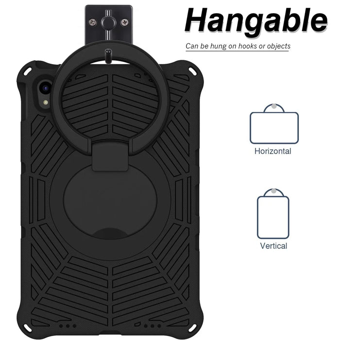 For Lenovo Tab P11 TB-J606F (11")  /  Tab P11 Plus Protective Kickstand Case Spider Web Texture Tablet Cover with Shoulder Strap - Black - 4