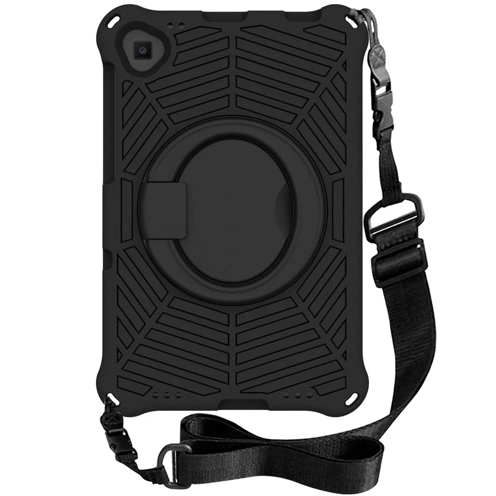 For Lenovo Tab M10 Plus / Tab M10 FHD Plus TB-X606F Spider Web Texture Rugged Protective Cover EVA Kickstand Hand Grip Kid-Proof Tablet Case with Shoulder Strap - Black - 2