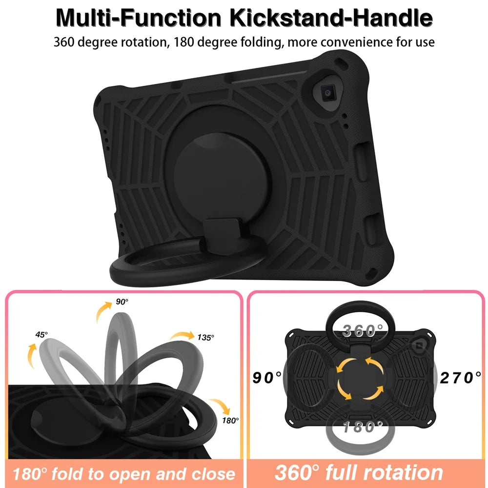 For Lenovo Tab M10 Plus / Tab M10 FHD Plus TB-X606F Spider Web Texture Rugged Protective Cover EVA Kickstand Hand Grip Kid-Proof Tablet Case with Shoulder Strap - Black - 3