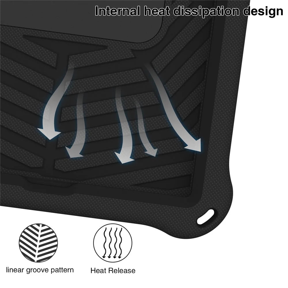 For Lenovo Tab M10 Plus / Tab M10 FHD Plus TB-X606F Spider Web Texture Rugged Protective Cover EVA Kickstand Hand Grip Kid-Proof Tablet Case with Shoulder Strap - Black - 5