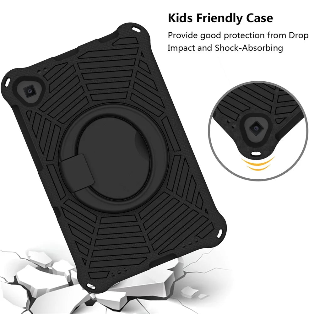 For Lenovo Tab M10 Plus / Tab M10 FHD Plus TB-X606F Spider Web Texture Rugged Protective Cover EVA Kickstand Hand Grip Kid-Proof Tablet Case with Shoulder Strap - Black - 6