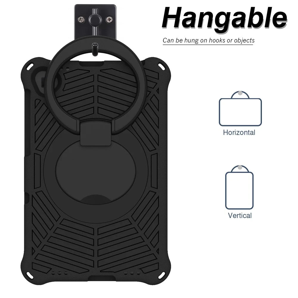 For Lenovo Tab M10 Plus / Tab M10 FHD Plus TB-X606F Spider Web Texture Rugged Protective Cover EVA Kickstand Hand Grip Kid-Proof Tablet Case with Shoulder Strap - Black - 7