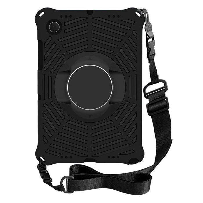 For Samsung Galaxy Tab A8 10.5 (2021) / (2022) Spider Web Texture EVA Protective Tablet Case Kickstand 360 Degree Rotation Anti-scratch Cover with Shoulder Strap - Black - 2
