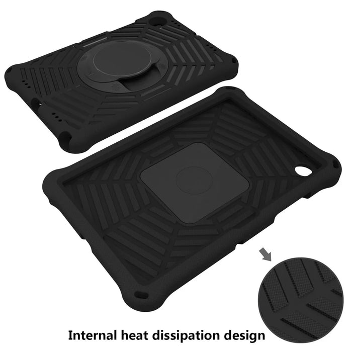 For Samsung Galaxy Tab A8 10.5 (2021) / (2022) Spider Web Texture EVA Protective Tablet Case Kickstand 360 Degree Rotation Anti-scratch Cover with Shoulder Strap - Black - 3
