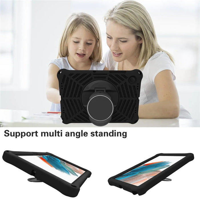 For Samsung Galaxy Tab A8 10.5 (2021) / (2022) Spider Web Texture EVA Protective Tablet Case Kickstand 360 Degree Rotation Anti-scratch Cover with Shoulder Strap - Black - 5