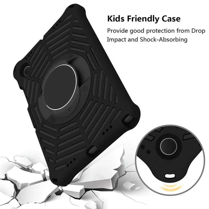 For Samsung Galaxy Tab A8 10.5 (2021) / (2022) Spider Web Texture EVA Protective Tablet Case Kickstand 360 Degree Rotation Anti-scratch Cover with Shoulder Strap - Black - 6