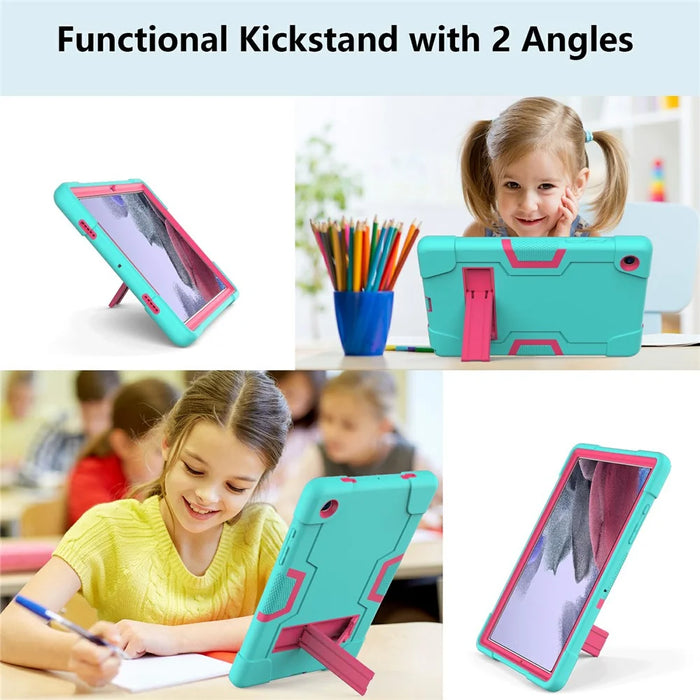 For Samsung Galaxy Tab A8 10.5 (2021) / (2022) Protective Cover, Shockproof Silicone + PC Hybrid Tablet Case with Kickstand - Mint Green / Rose - 6