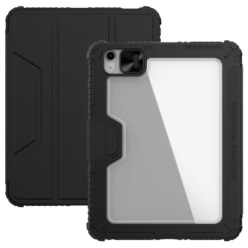 NILLKIN Armor Pro Series for iPad (2025) / 10.9 (2022) Tablet Case PU Leather Cover with Slide Camera Cover and Stand - Black - 1