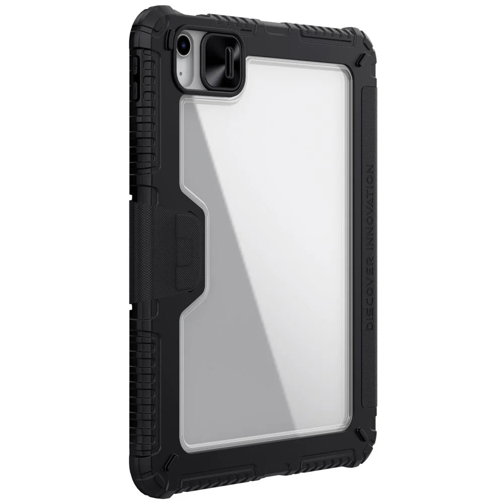 NILLKIN Armor Pro Series for iPad (2025) / 10.9 (2022) Tablet Case PU Leather Cover with Slide Camera Cover and Stand - Black - 5
