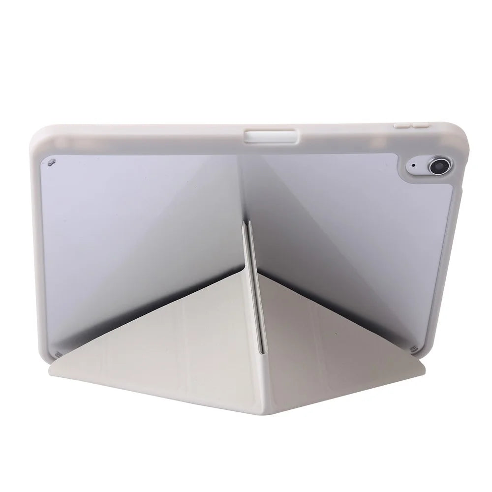 Origami Stand Tablet Cover for iPad (2025) / 10.9 (2022) Auto Wake / Sleep PU Leather + Acrylic Full Protection Case - Beige - 3