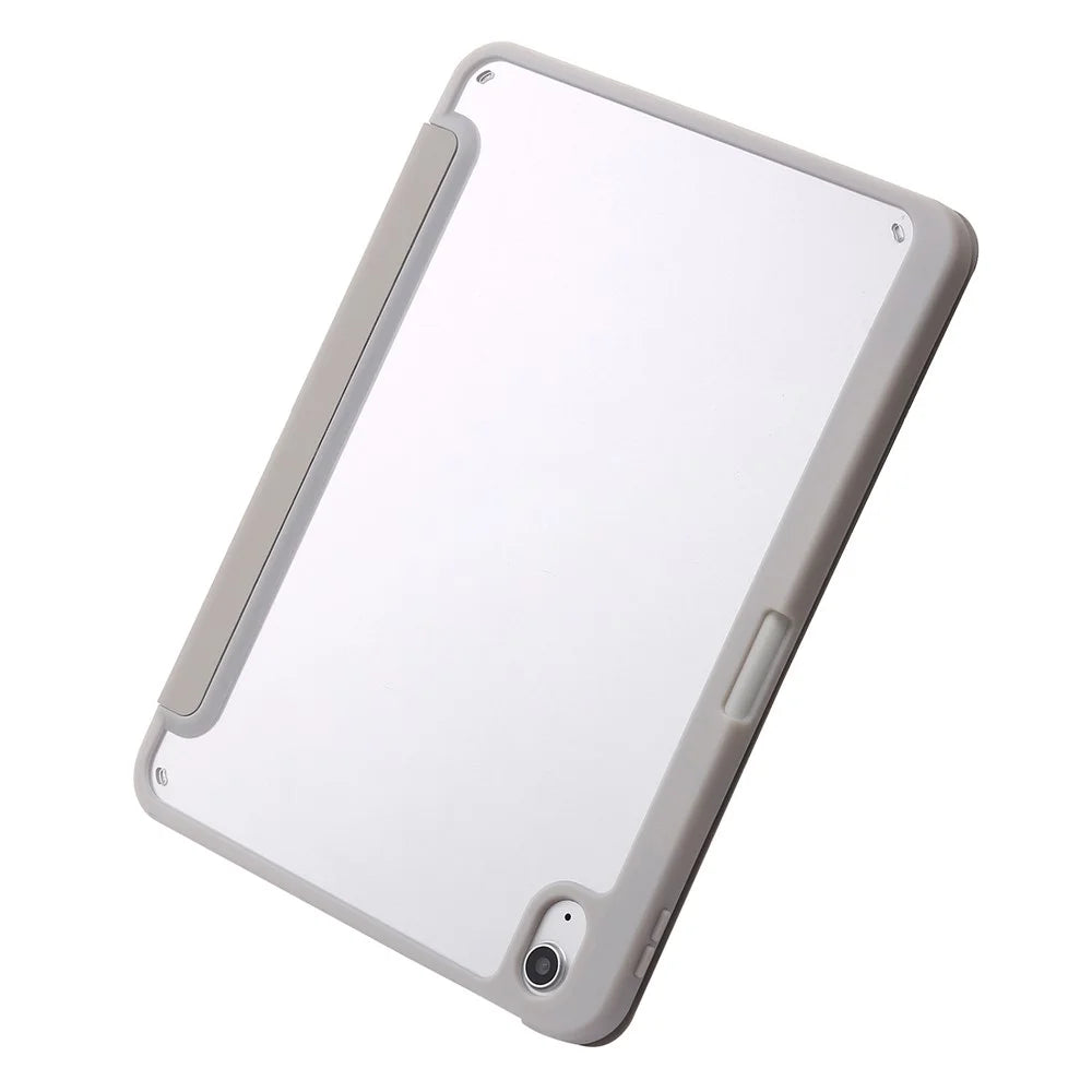 Origami Stand Tablet Cover for iPad (2025) / 10.9 (2022) Auto Wake / Sleep PU Leather + Acrylic Full Protection Case - Beige - 5