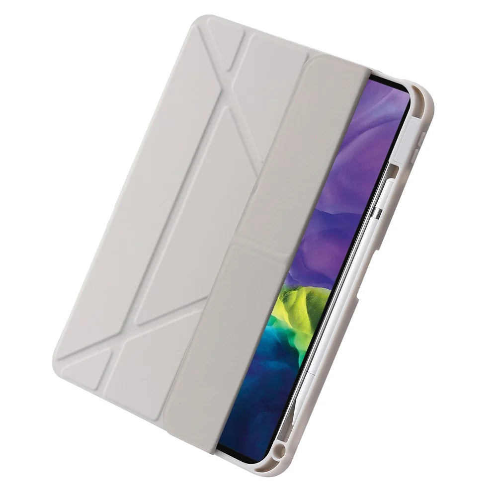 Origami Stand Tablet Cover for iPad (2025) / 10.9 (2022) Auto Wake / Sleep PU Leather + Acrylic Full Protection Case - Beige - 6
