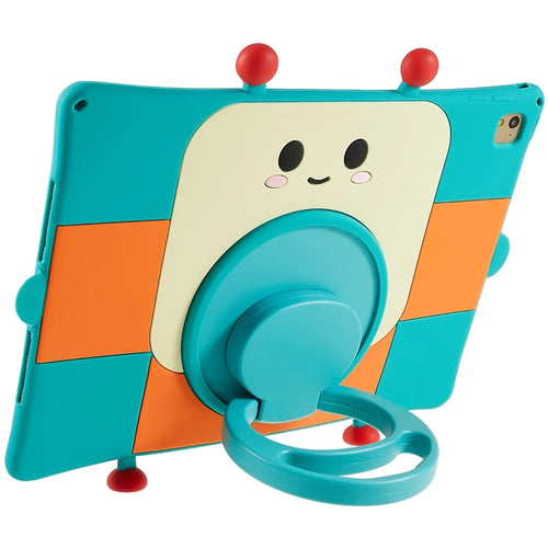 For iPad Air (2013) / Air 2 / iPad 9.7-inch (2017) / (2018) / Pro 9.7 inch (2016) Cartoon Robot Pattern Silicone Tablet Case Shockproof Kickstand Cover - 1