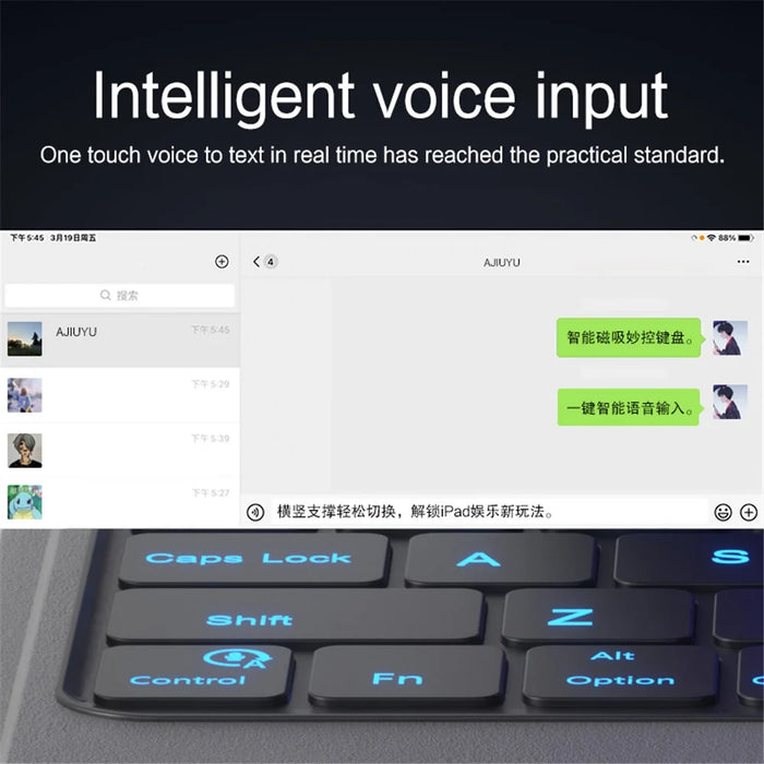 For iPad (2025) / 10.9 (2022) Leather Case + Bluetooth-Compatible Keyboard with Backlight Trackpad - Black - 4