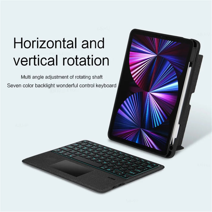 For iPad Pro 12.9 (2020) / (2021) / (2022) Detachable Bluetooth-compatible Keyboard with Hinge Stand Leather Case - 2