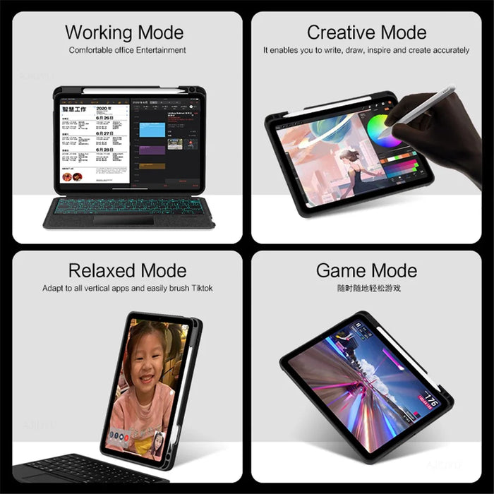 For iPad Pro 12.9 (2020) / (2021) / (2022) Detachable Bluetooth-compatible Keyboard with Hinge Stand Leather Case - 6