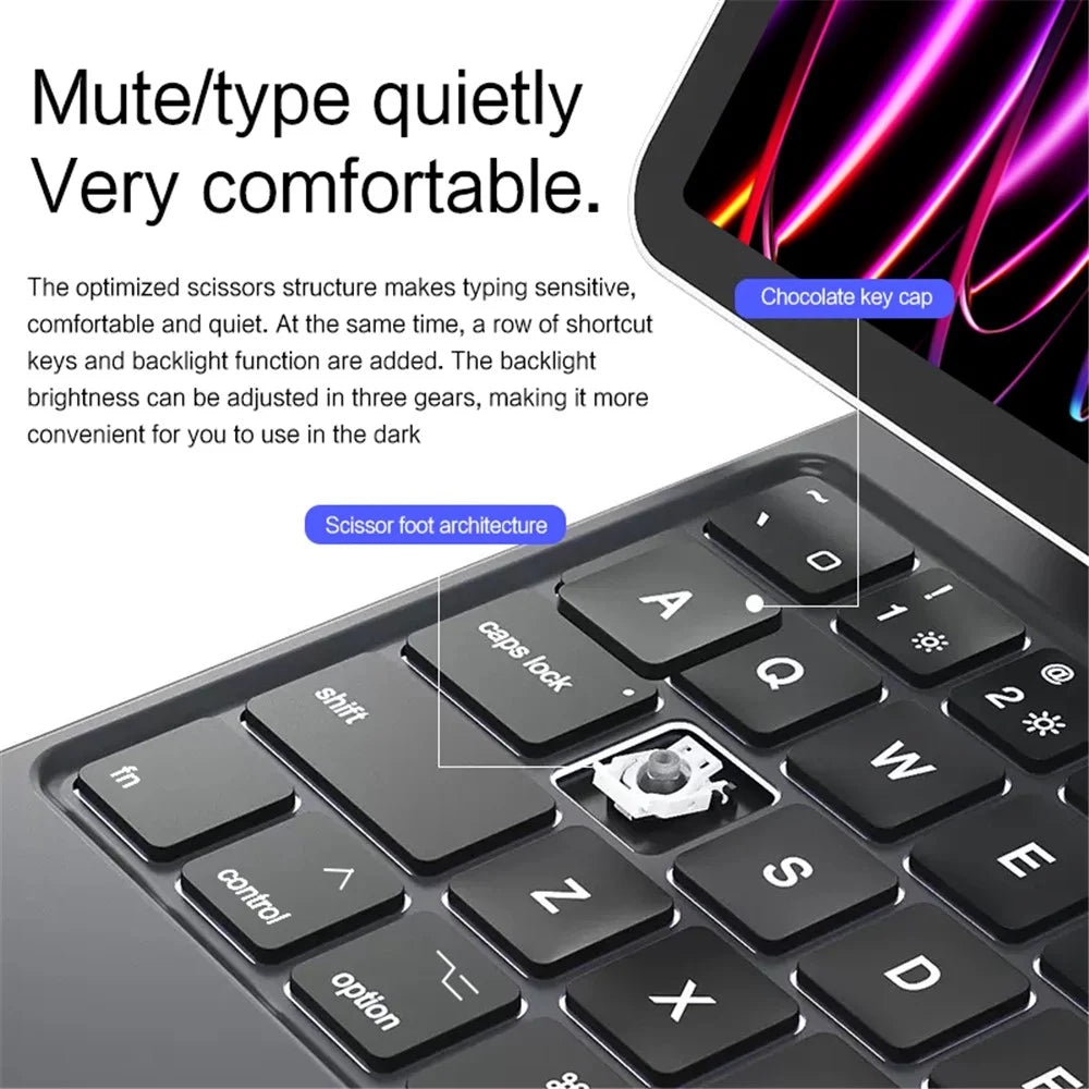 For iPad Pro 11 (2020) / (2021) / (2022) Magnetic Floating Bluetooth-compatible Keyboard + Leather Tablet Case - 5