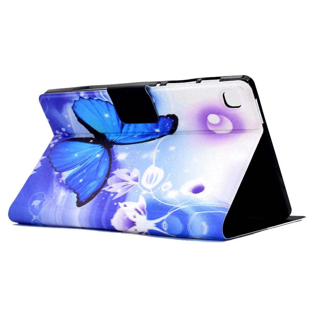 For Samsung Galaxy Tab S6 Lite (2024) / S6 Lite (2022) / S6 Lite (2020) PU Leather Pattern Printing Tablet Case - Blue Butterfly - 4