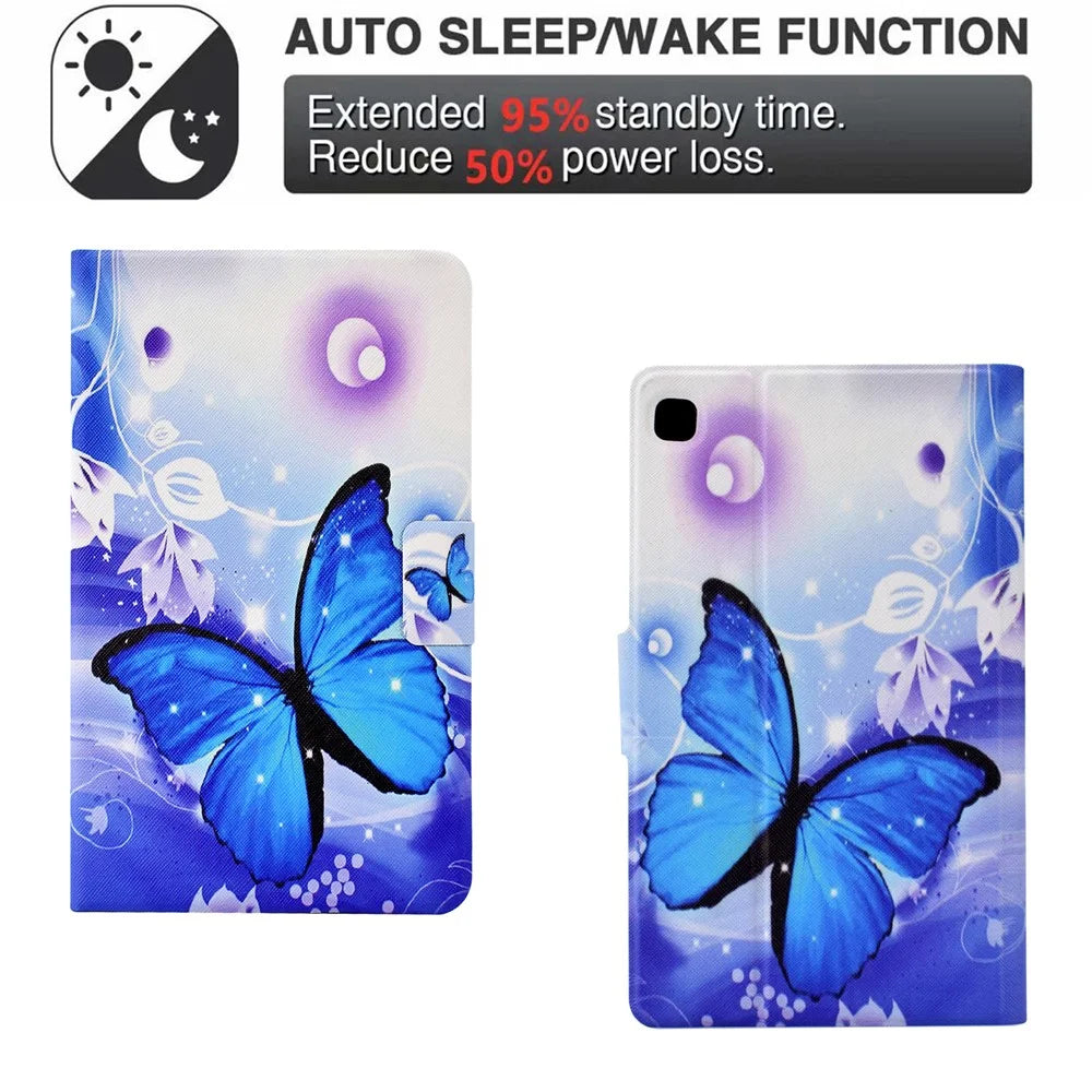 For Samsung Galaxy Tab S6 Lite (2024) / S6 Lite (2022) / S6 Lite (2020) PU Leather Pattern Printing Tablet Case - Blue Butterfly - 5