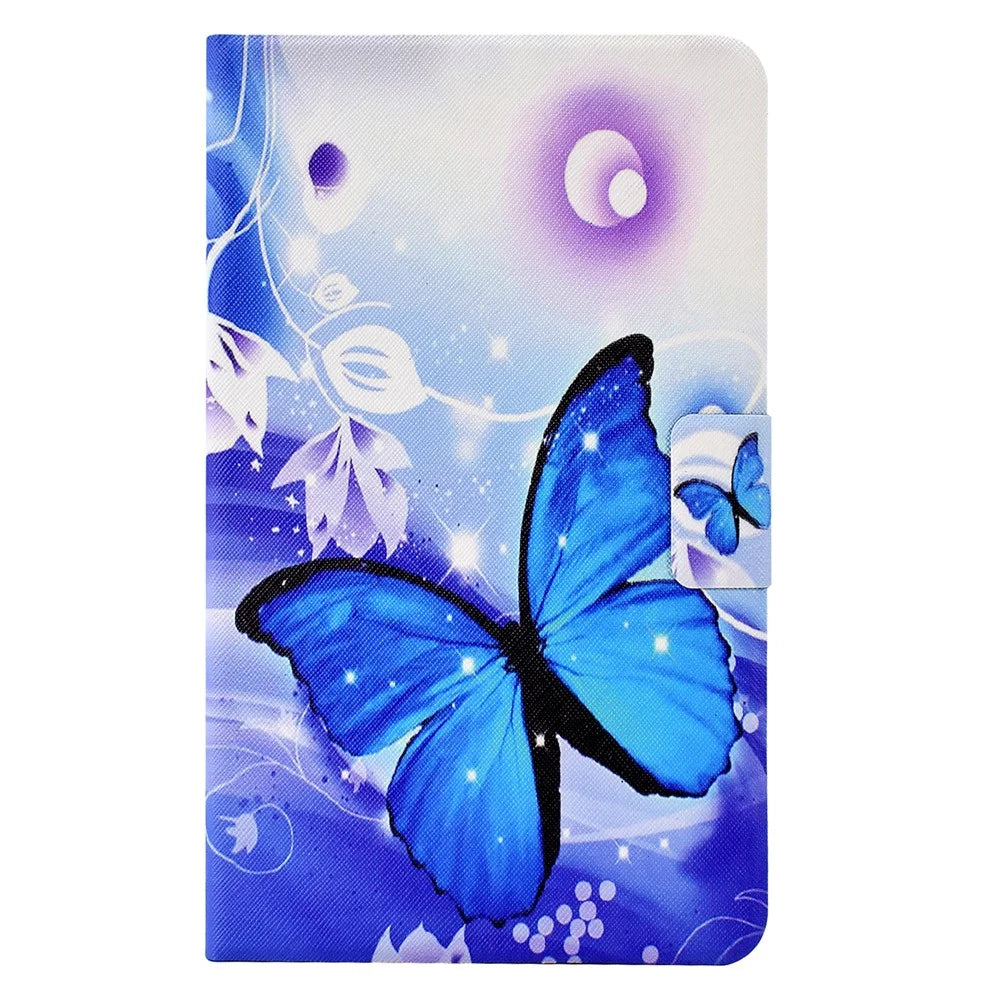 For Samsung Galaxy Tab S6 Lite (2024) / S6 Lite (2022) / S6 Lite (2020) PU Leather Pattern Printing Tablet Case - Blue Butterfly - 7
