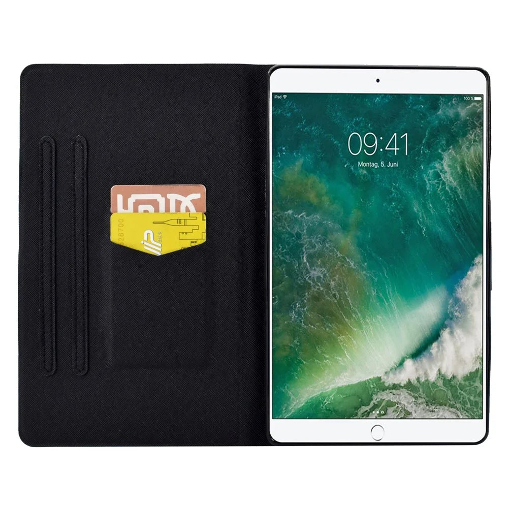 For iPad 10.2 (2021) / (2020) / (2019) / iPad Pro 10.5-inch (2017) Adjustable Stand Auto Wake / Sleep Tablet Case Pattern Printing PU Leather Card Slot Protective Cover - Blue Butterfly - 2