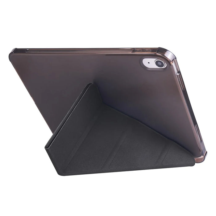Shockproof Leather Case for iPad (2025) / 10.9 (2022) Anti-Drop Protective Case Transparent V-Fold Stand Tablet Cover with Pencil Slot - Black - 5