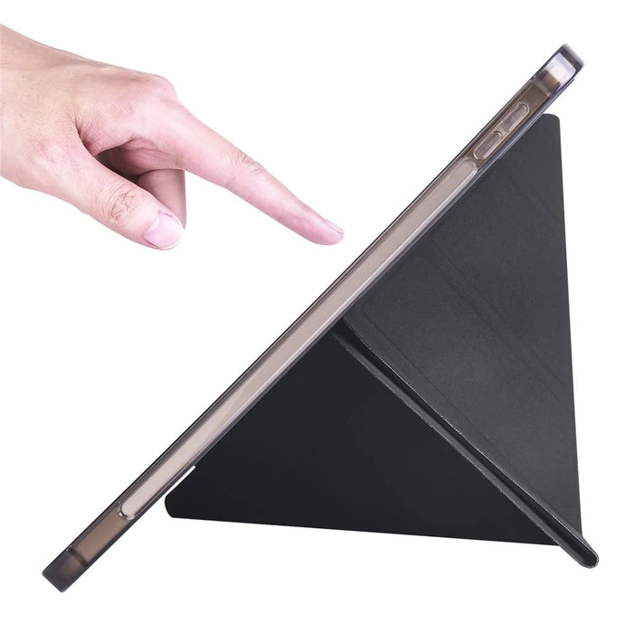 Shockproof Leather Case for iPad (2025) / 10.9 (2022) Anti-Drop Protective Case Transparent V-Fold Stand Tablet Cover with Pencil Slot - Black - 6