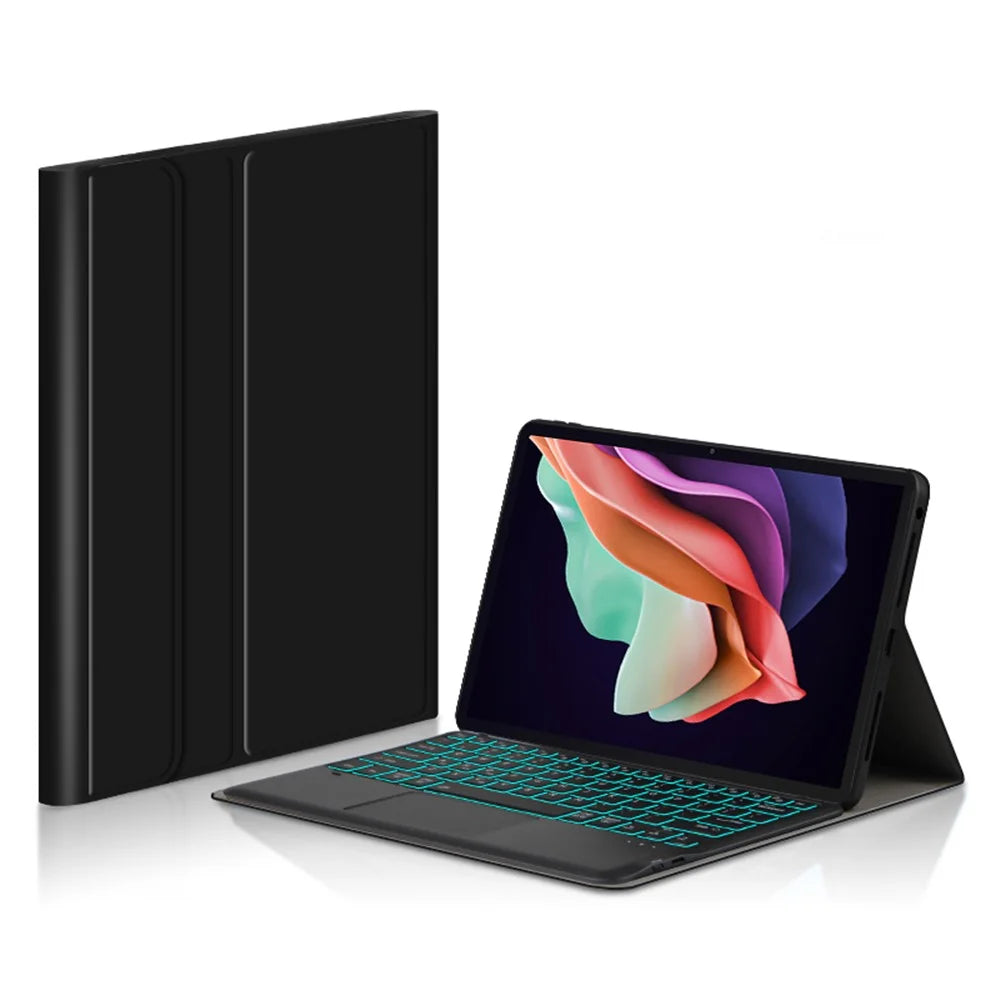 For Lenovo Tab P11 Gen 2 Backlight Touchpad Bluetooth-compatible Keyboard with Pen Slot Leather Tablet Case - 1