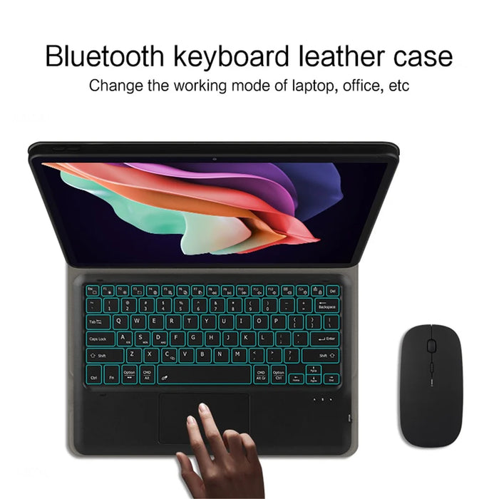 For Lenovo Tab P11 Gen 2 Backlight Touchpad Bluetooth-compatible Keyboard with Pen Slot Leather Tablet Case - 5