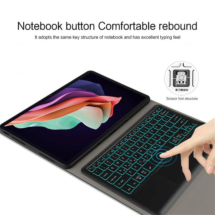 For Lenovo Tab P11 Gen 2 Backlight Touchpad Bluetooth-compatible Keyboard with Pen Slot Leather Tablet Case - 6