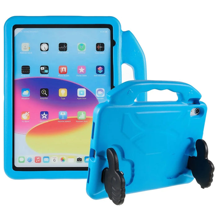 For iPad Air 11 (2026) / (2025) / (2024) Foldable Thumb Kickstand EVA Tablet Case Fall Protection Cover with Handle - Blue - 1