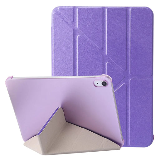 Origami Stand Tablet Cover for iPad (2025) / 10.9 (2022) Silk Texture Auto Wake / Sleep PU Leather Full Protection Case - Purple - 1