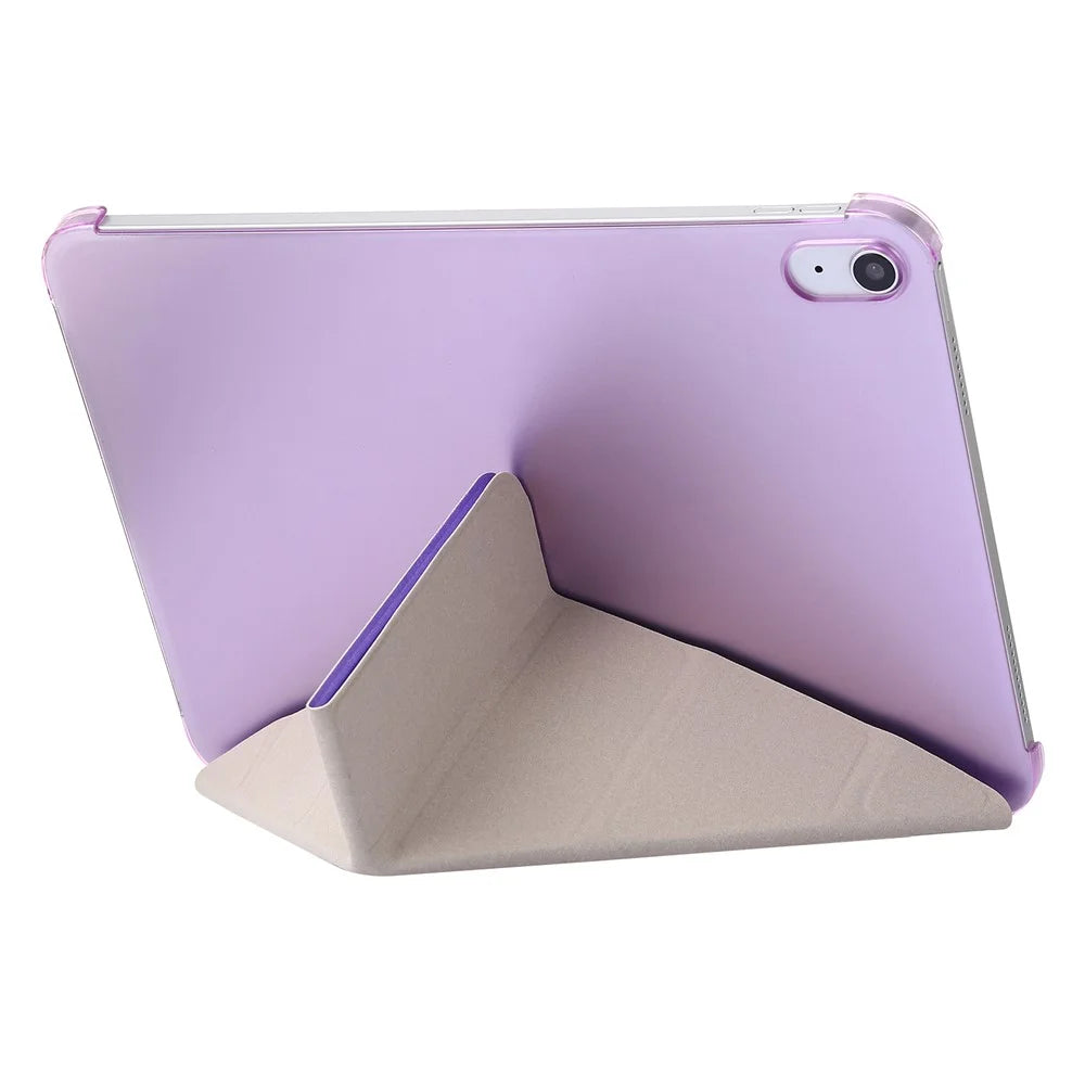 Origami Stand Tablet Cover for iPad (2025) / 10.9 (2022) Silk Texture Auto Wake / Sleep PU Leather Full Protection Case - Purple - 2