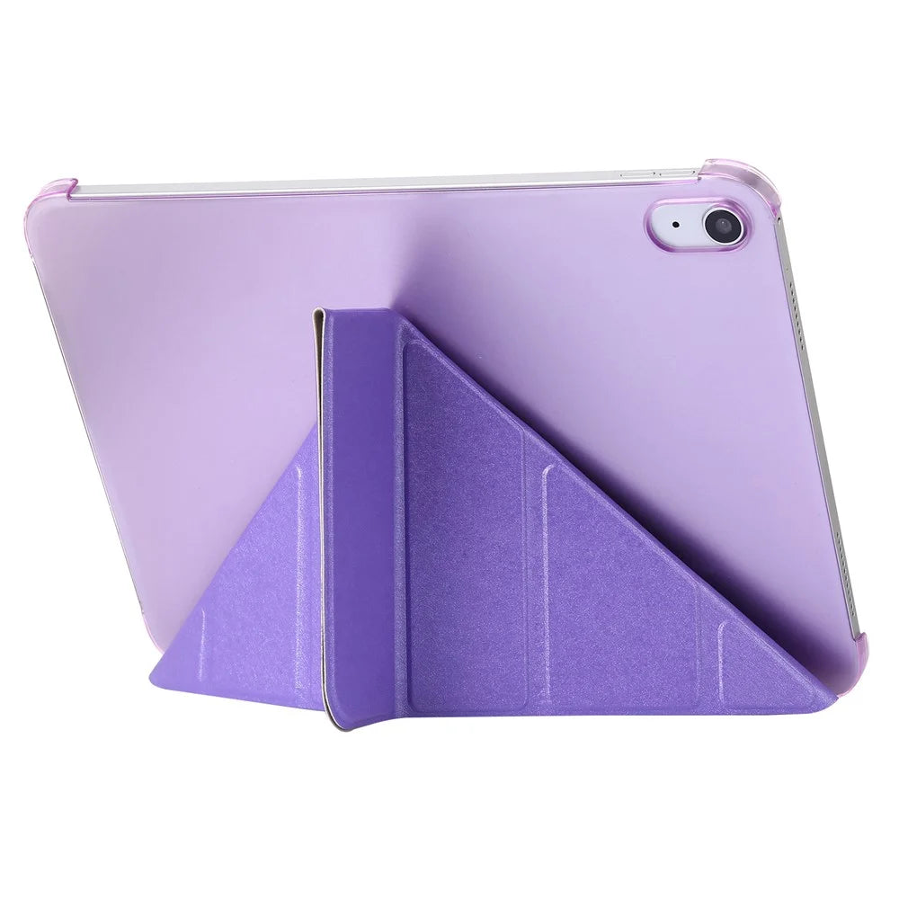 Origami Stand Tablet Cover for iPad (2025) / 10.9 (2022) Silk Texture Auto Wake / Sleep PU Leather Full Protection Case - Purple - 3