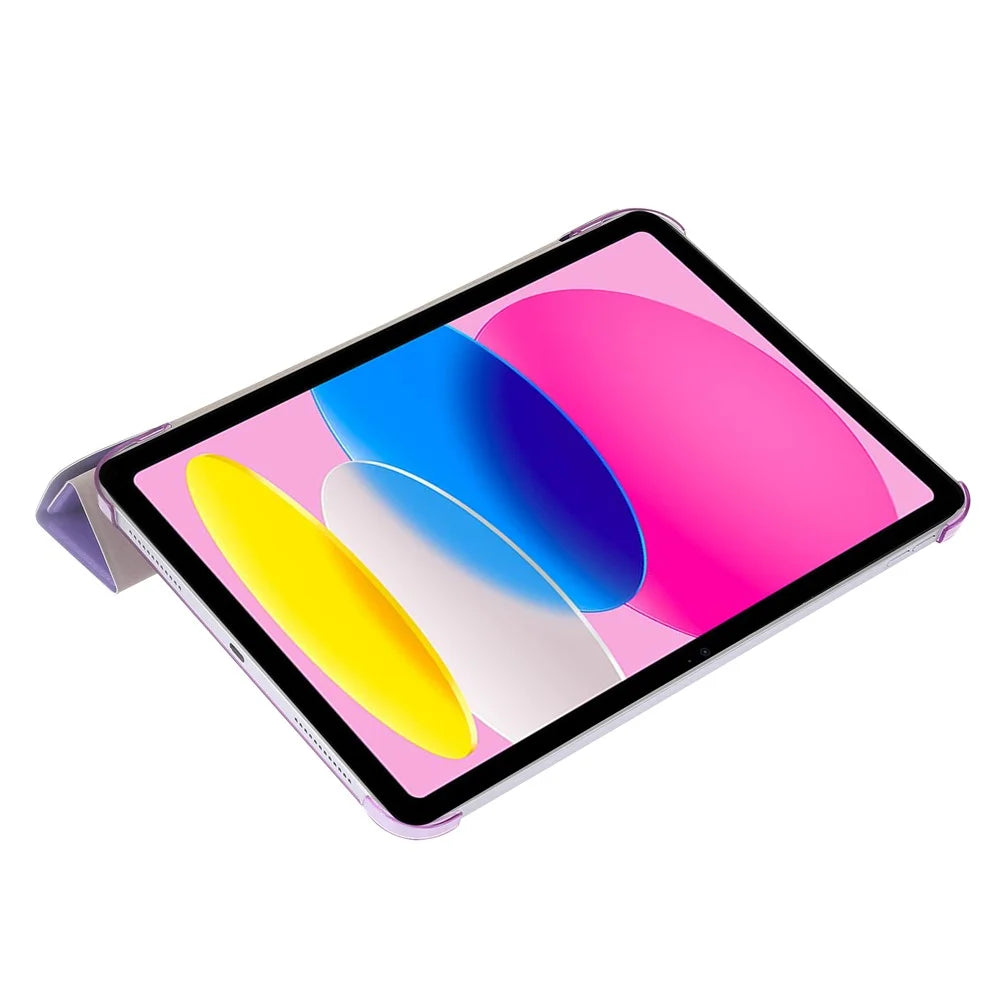 Origami Stand Tablet Cover for iPad (2025) / 10.9 (2022) Silk Texture Auto Wake / Sleep PU Leather Full Protection Case - Purple - 5