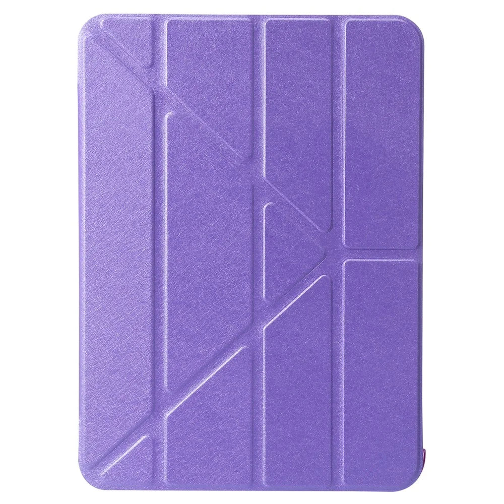 Origami Stand Tablet Cover for iPad (2025) / 10.9 (2022) Silk Texture Auto Wake / Sleep PU Leather Full Protection Case - Purple - 6