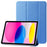 For iPad (2025) / 10.9 (2022) Silk Texture Protective Case PU Leather+PC Tri-Fold Stand Drop-Proof Cover - Blue - 1